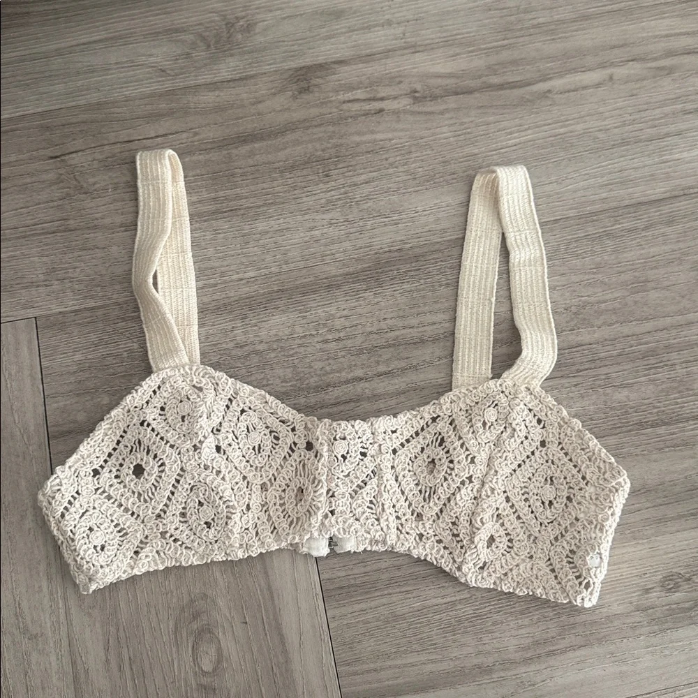Zara Cream Crochet Crop Top Bralette
